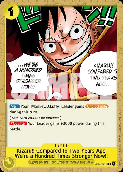 Kizaru!! Compared to Two Years Ago We're a Hundred Times Stronger Now!! (ST29-016)