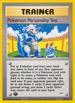 Pokémon Personality Test (Neo Destiny 102)
