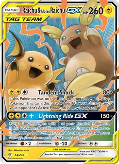 Raichu & Alolan Raichu-GX (Unified Minds 54)