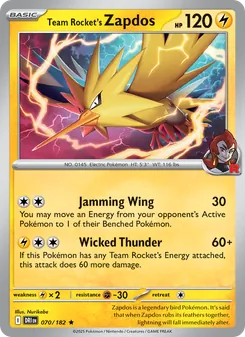 Team Rocket's Zapdos (Destined Rivals 70)